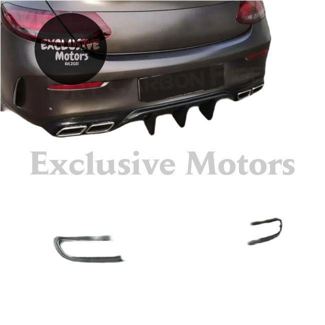 Dry Carbon Fiber Rear Diffuser Bumper Lip Spoiler for Mercedes Benz C Class