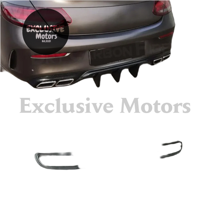 Dry Carbon Fiber Rear Diffuser Bumper Lip Spoiler for Mercedes Benz C Class