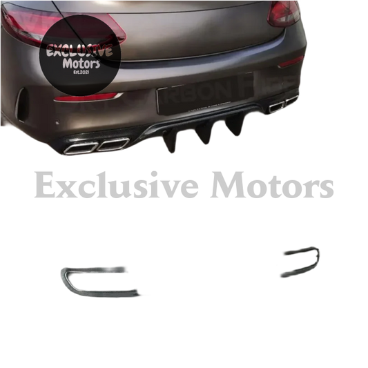 Dry Carbon Fiber Rear Diffuser Bumper Lip Spoiler for Mercedes Benz C Class