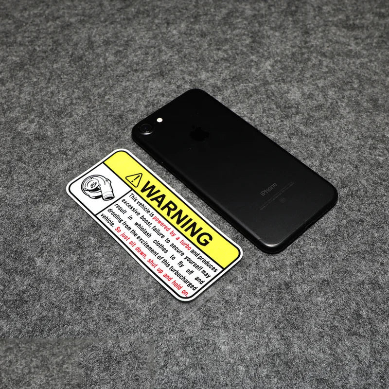 WARNING Powered by Turbo Sticker Decal – Exclusive Motors
