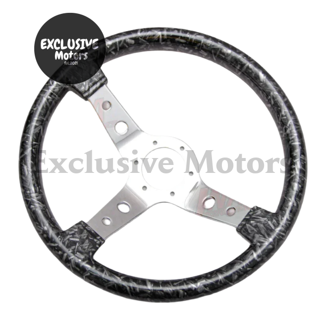 Forged Carbon Style -14-Inch Marble Style Steering Wheel