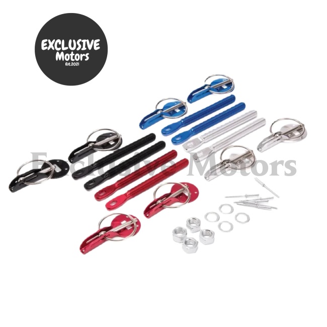 Alloy Silver Bonnet Hood Pin Lock Kit (Universal Fit)