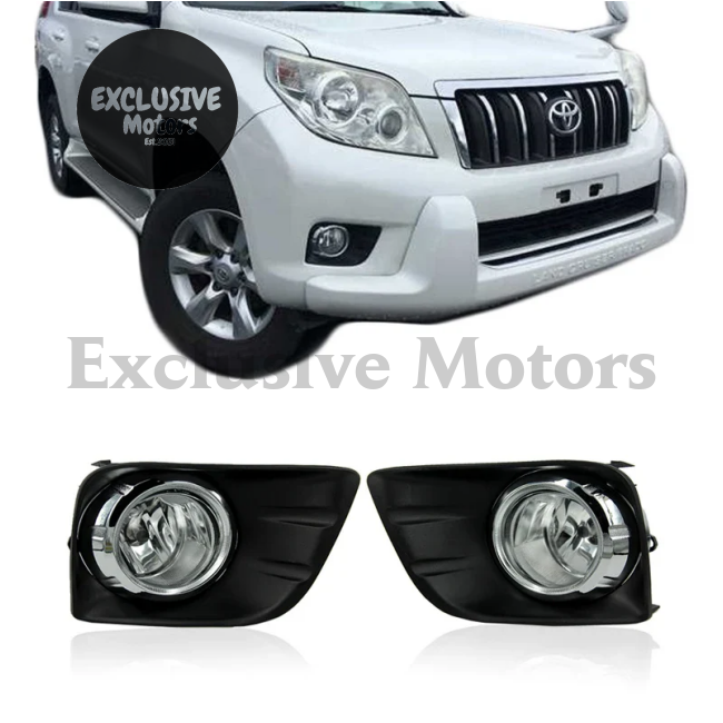 2  x Fog lights with chrome cover for Toyota Land Cruiser Prado FJ150 (2010-2013)