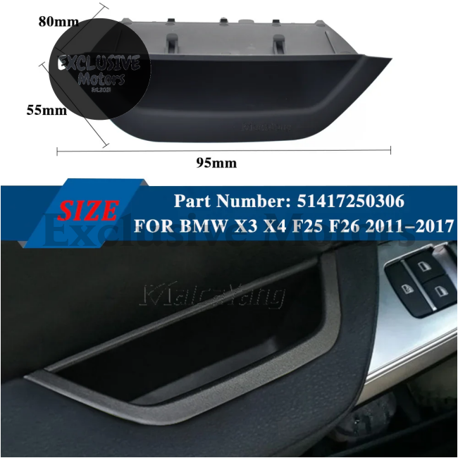 Interior Door Pull Handle with Leather Cover Trim for BMW X3, X4 (2010-2016)