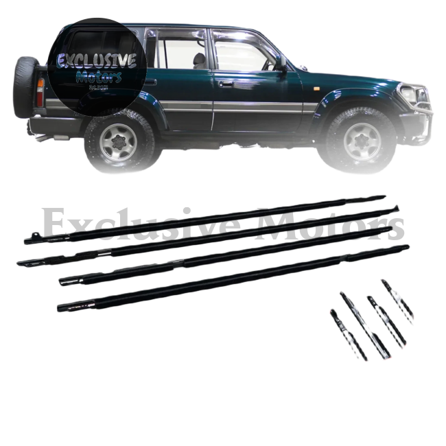 4x Outer Window Weatherstrips for Toyota Land Cruiser LC80/LX450 (1991-1998)