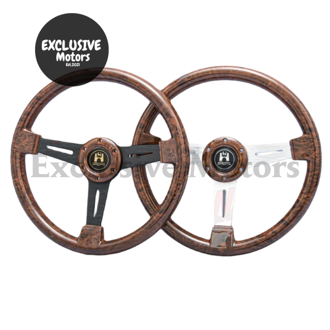 340mm Wood Grain Vintage Steering Wheel