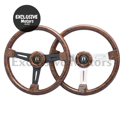 340mm Wood Grain Vintage Steering Wheel