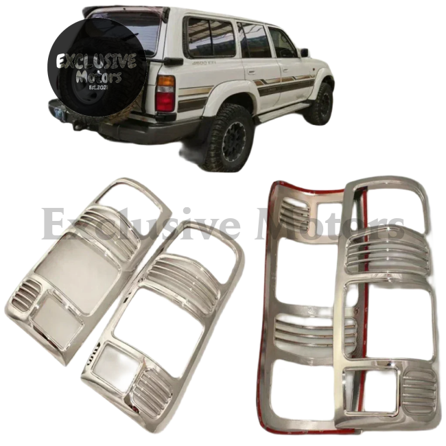 ABS Chrome Tail Light Cover Trims for Toyota Land Cruiser Prado LC80/FJ80 (1990-1998)