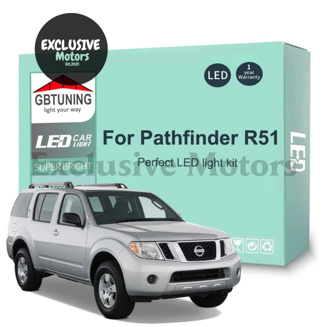 15-Piece LED Interior Light Bulb Kit for Nissan Pathfinder R51 (2005-2012)