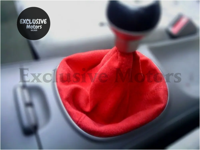 JDM Style Red Suede Leather Shifter Lever Boot Cover Shift Knob Collars for Universal Manual Car