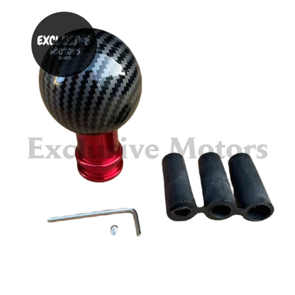 Round Ball Gear Shift Knob - Carbon Fiber Water w Adaptors (M12, M10, M8)