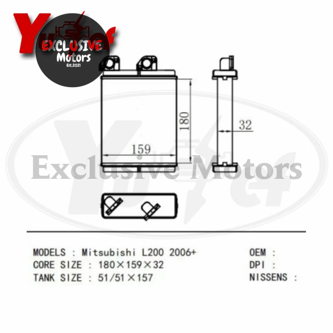 Aluminum Heater Core for Mitsubishi L200 2.5 TD