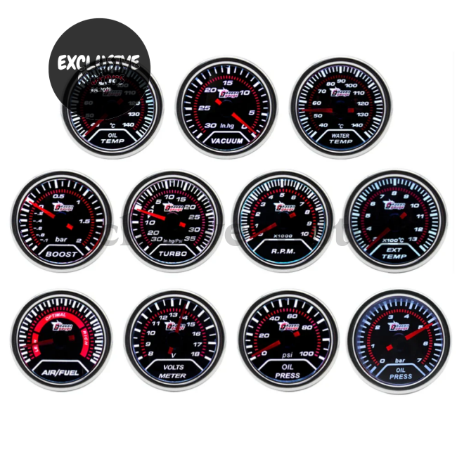 2" 52mm Turbo Boost Gauge, Water Temp, Oil Temp, EGT, Voltmeter, Air Fuel Ratio