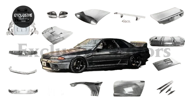 Fiberglass GTST Aero Mirrors for Nissan Skyline R33 GTS/GTR (1995-1998)