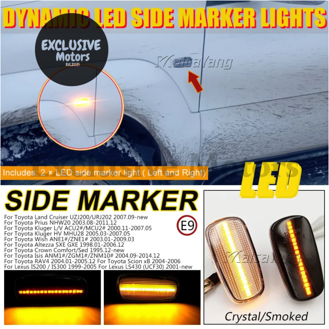 2pcs LED Side Marker Light Turn Signal Lamp for Toyota Land Cruiser