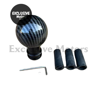 Round Ball Gear Shift Knob - Carbon Fiber Water w Adaptors (M12, M10, M8)