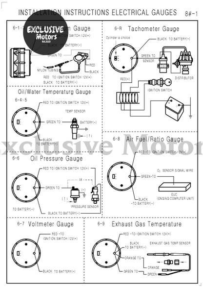 52mm Car Boost, Water Temp, Oil Temp, Oil Pressure, Tachometer, EGT Gauge