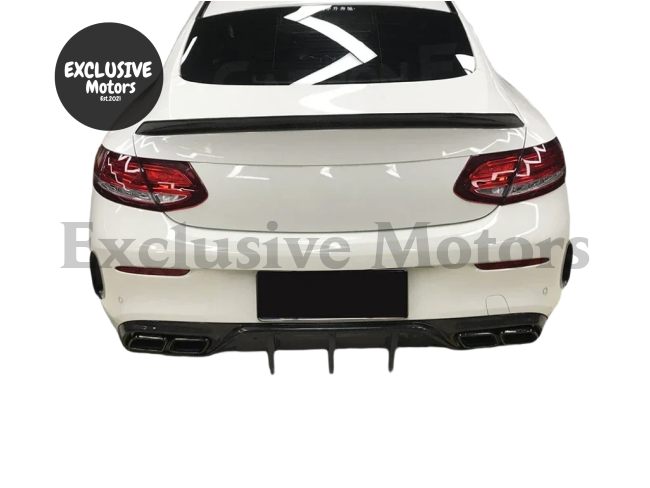 Dry Carbon Fiber Rear Diffuser Bumper Lip Spoiler for Mercedes Benz C Class