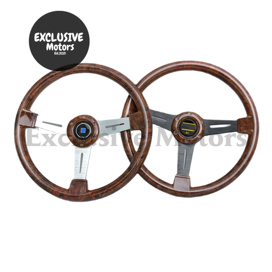 Vintage 340mm ND Wood Style Steering Wheel- 6-Bolt