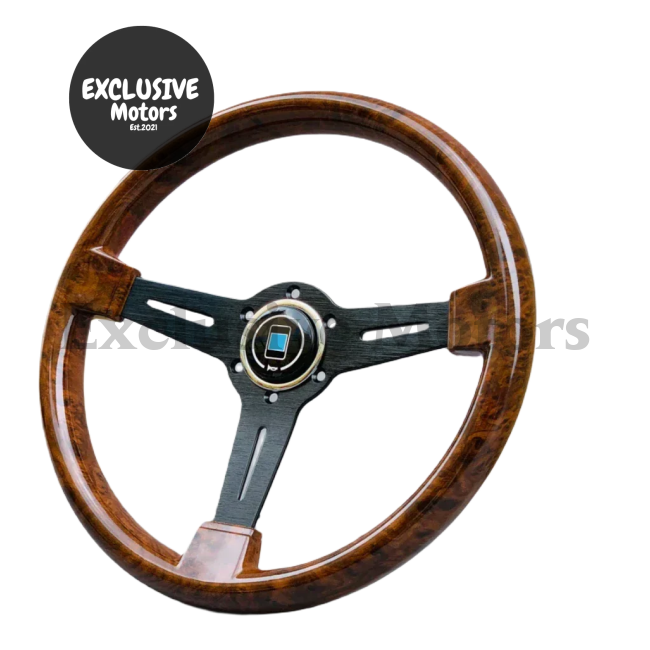 Wood Film Racing Car Steering Wheel Wooden Grain Steering Wheel (350mm, 6-Bolt