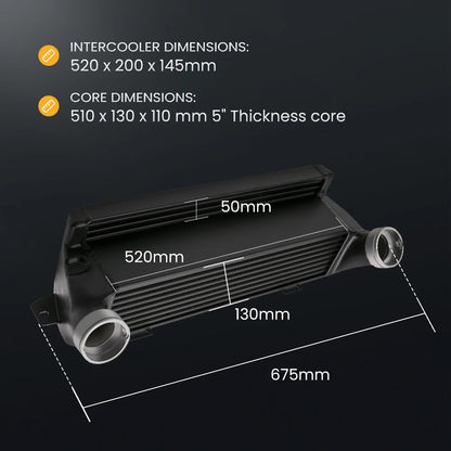 Front Mount Intercooler Turbo Engines For BMW 1M E82 2011-2013 Bar & Plate   520mm x 200mm x 145mm