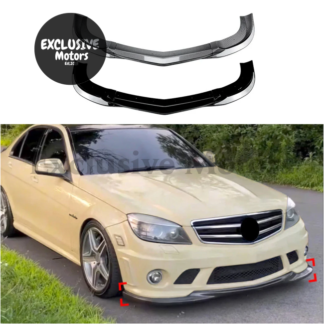 Front Bumper Lip Spoiler for Mercedes-Benz C-Class W204 C63 AMG (2007-2010)