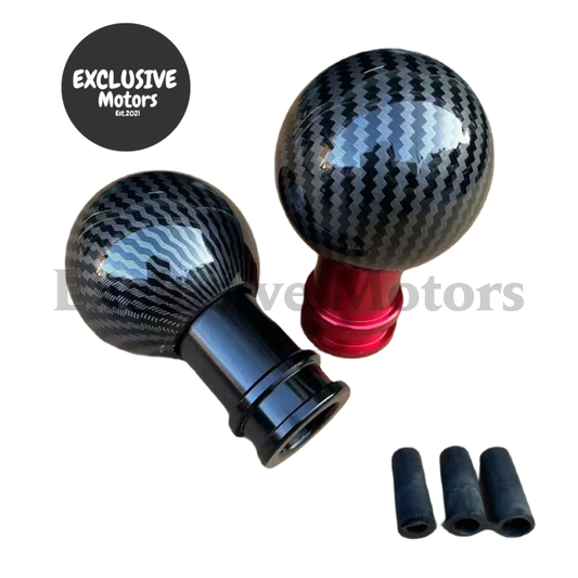 Round Ball Gear Shift Knob - Carbon Fiber Water w Adaptors (M12, M10, M8)