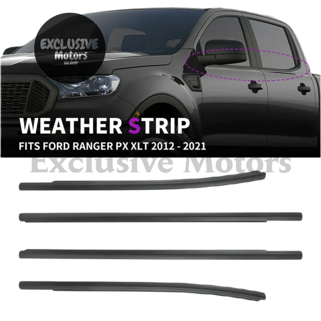 4Door Outer Window Rubber Seals Weather Strip for Ford Ranger PX XLT 2012-2021