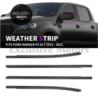 4Door Outer Window Rubber Seals Weather Strip for Ford Ranger PX XLT 2012-2021