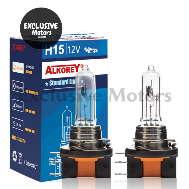 2PCS H15 12V 15/55W Headlight Bulbs - Warm White 3350K Halogen Lamps