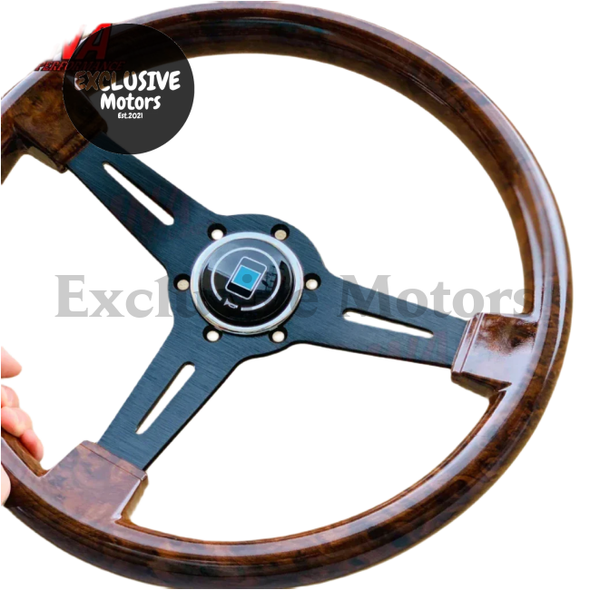 Wood Film Racing Car Steering Wheel Wooden Grain Steering Wheel (350mm, 6-Bolt