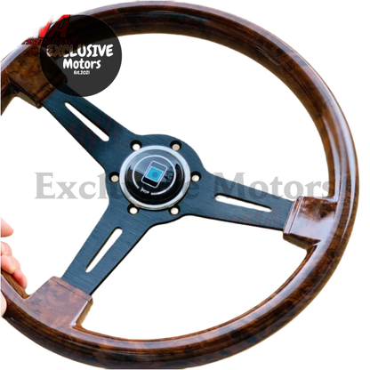 Wood Film Racing Car Steering Wheel Wooden Grain Steering Wheel (350mm, 6-Bolt