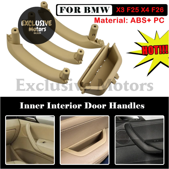 Interior Door Pull Handle with Leather Cover Trim for BMW X3, X4 (2010-2016)