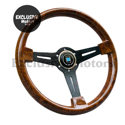 Wood Film Racing Car Steering Wheel Wooden Grain Steering Wheel (350mm, 6-Bolt