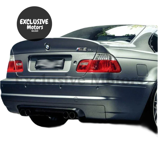 Rear Trunk Spoiler for BMW E46 (Coupe, Sedan, M3) - 2 Door & 4 Door (1998-2006) - Boot Lip Wing Spoiler (Carbon Fiber / Gloss Black / Primer)