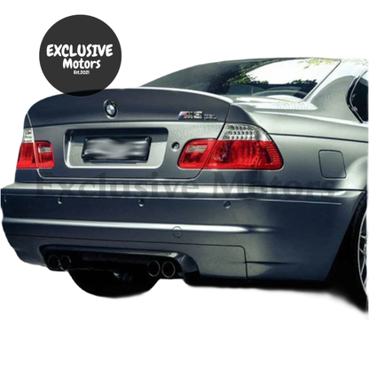 Rear Trunk Spoiler for BMW E46 (Coupe, Sedan, M3) - 2 Door & 4 Door (1998-2006) - Boot Lip Wing Spoiler (Carbon Fiber / Gloss Black / Primer)