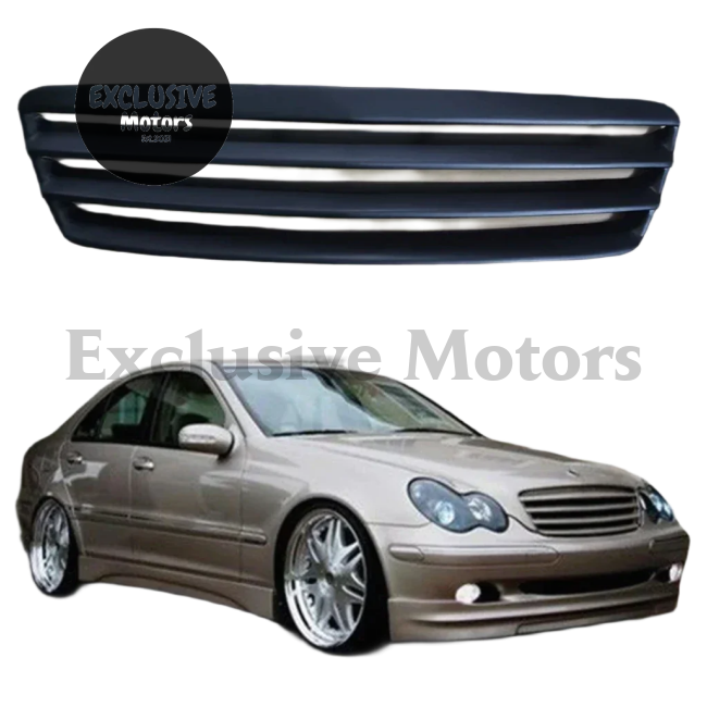 Matte Black Mesh Grill for Mercedes-Benz C-Class W203 Sedan (2001-2007)