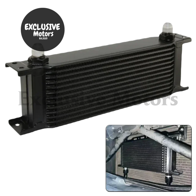 13 Row 8AN Universal Engine & Transmission Oil Cooler (Black/Silver)