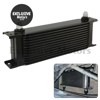 13 Row 8AN Universal Engine & Transmission Oil Cooler (Black/Silver)