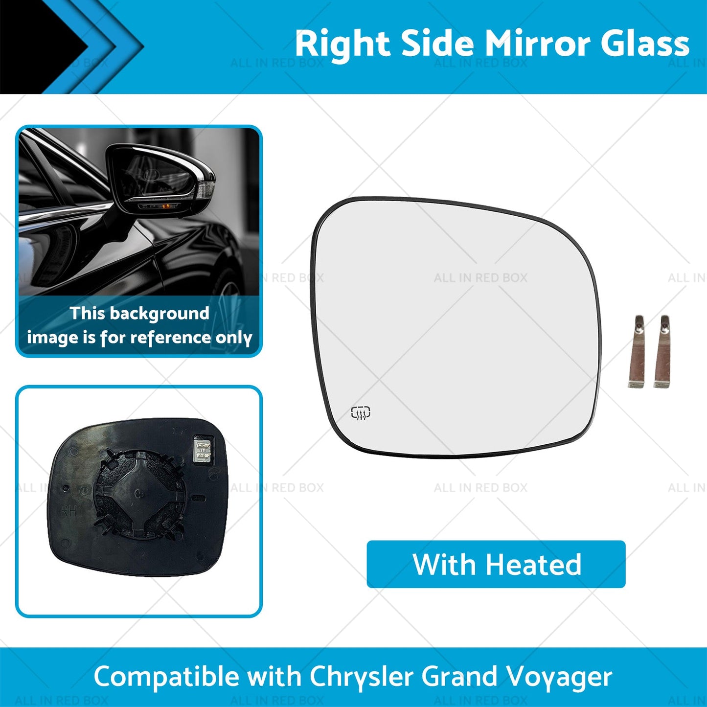 Right Side Mirror Glass Suitable for Chrysler Grand Voyager 08-15 Heated Convex-1