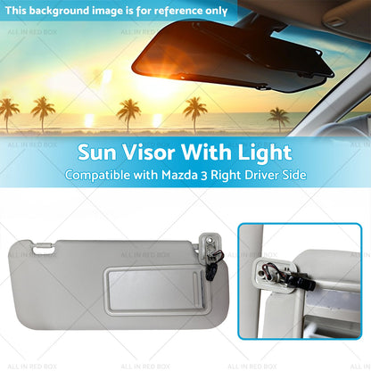 BBM369-270C-75 Right Driver Side Sun Visor With Light Suitable for Mazda 3 10-13-2