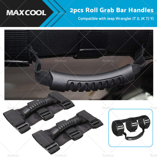 2PCS Off Road Roll Grab Bar Handles Suitable for Jeep Wrangler JT JL JK TJ Black-0