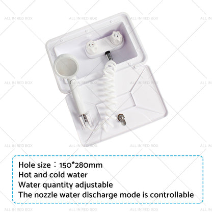 1 Set External RV Caravan Shower Box Exterior Faucet Camper Trailer Boat White-4