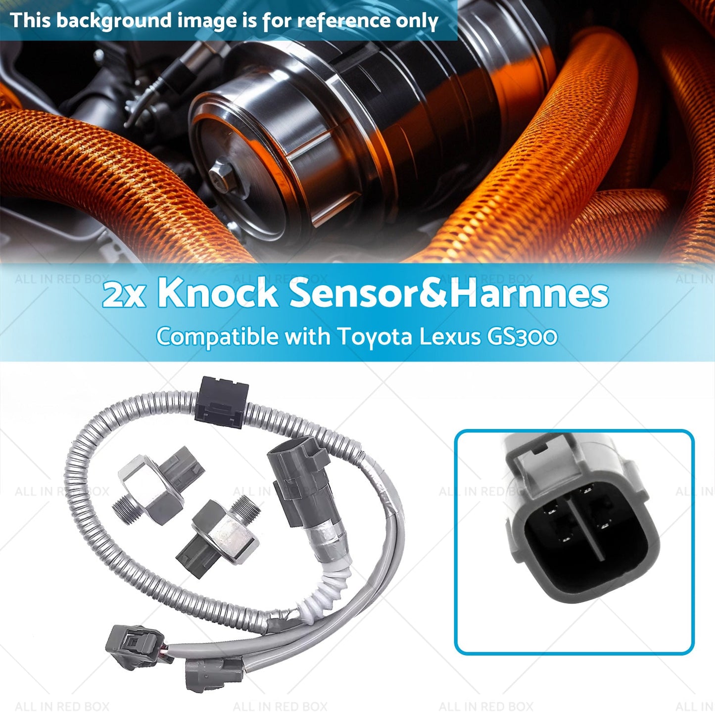 89615-12090 2x Knock Sensor and Harnnes Suitable for Toyota Lexus GS300 3. 0L 4Runner-2