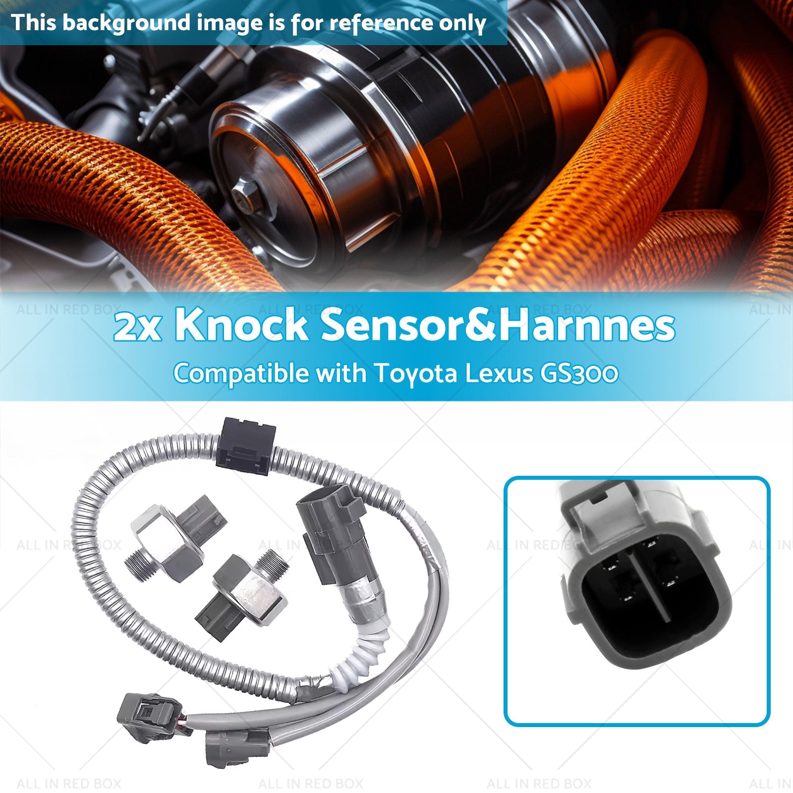 89615-12090 2x Knock Sensor and Harnnes Suitable for Toyota Lexus GS300 3. 0L 4Runner-2