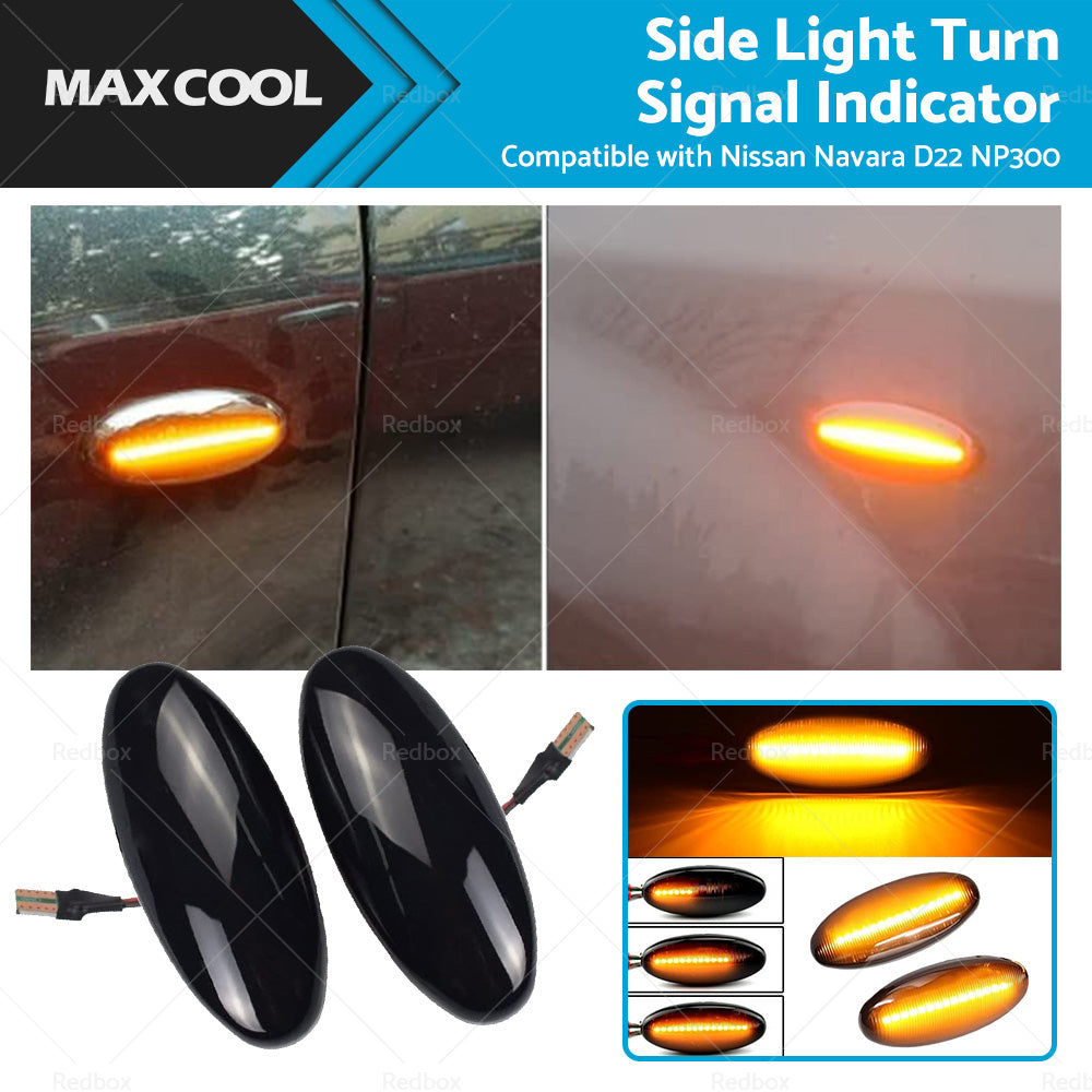 2x Dynamic Side Light Turn Signal Indicator Suitable For Nissan Navara D22 NP300-0