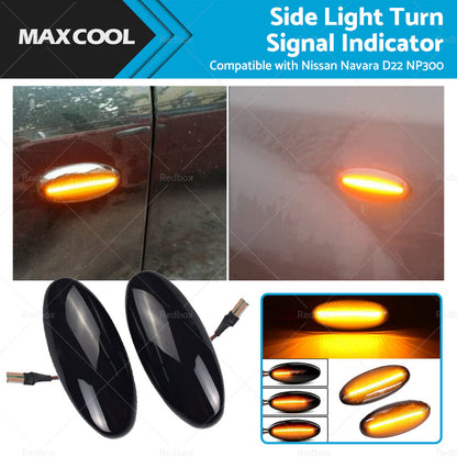 2x Dynamic Side Light Turn Signal Indicator Suitable For Nissan Navara D22 NP300-0