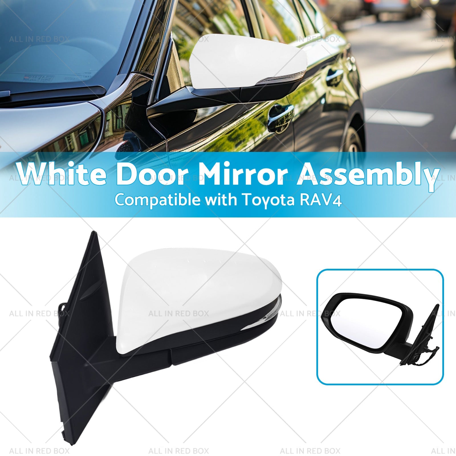 Left Side White Door Mirror Suitable for Toyota RAV4 2013 - 2018 5-wire-2