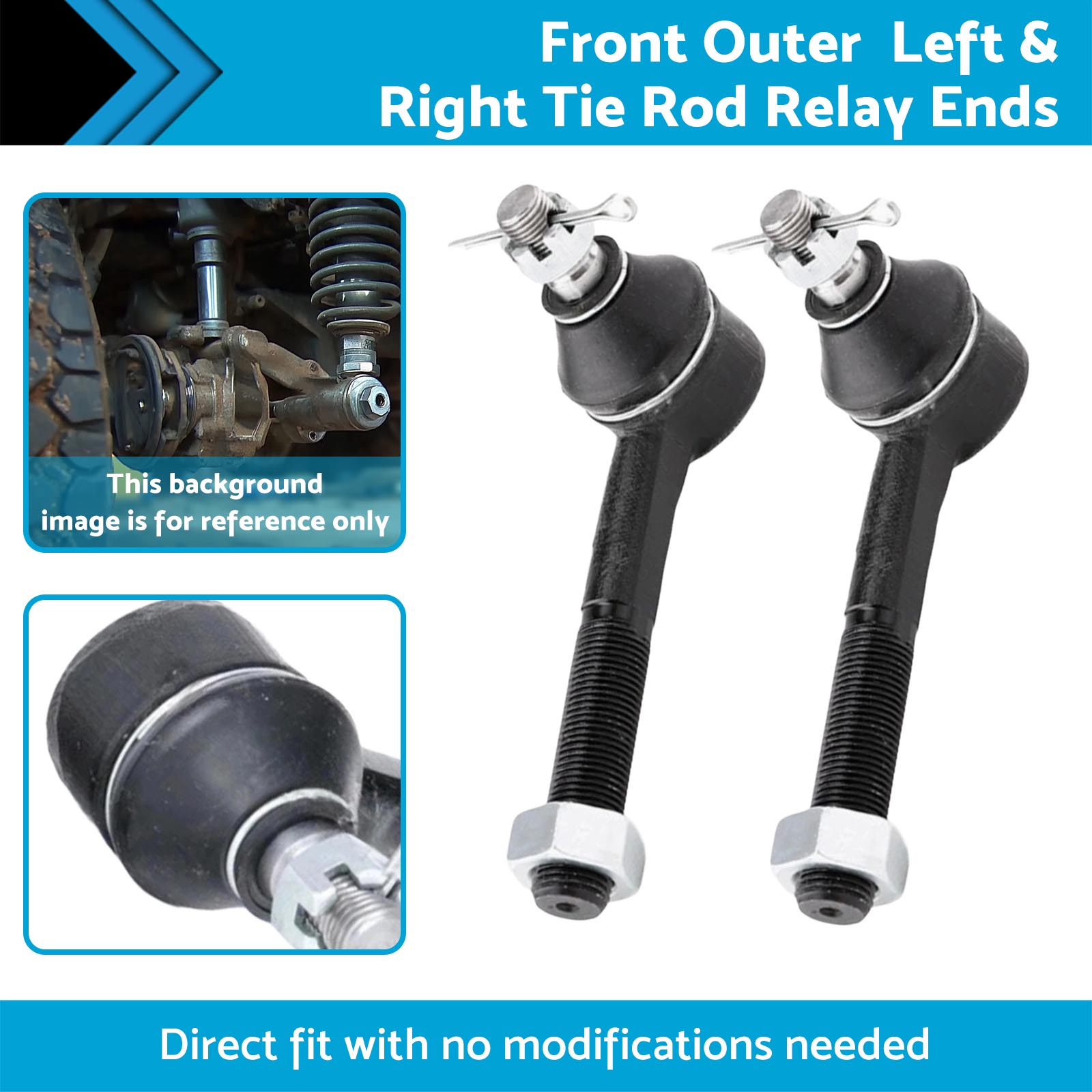 Front Outer LH & RH Tie Rod Relay Ends Suitable For Nissan Navara D21 92-97 4X4-2