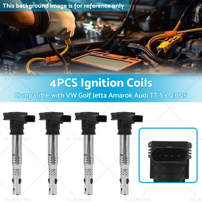 4PCS Ignition Coils Suitable for VW Golf Jetta Amarok Audi Q3 Q5 TT S3 1. 8L 2. 0L-2